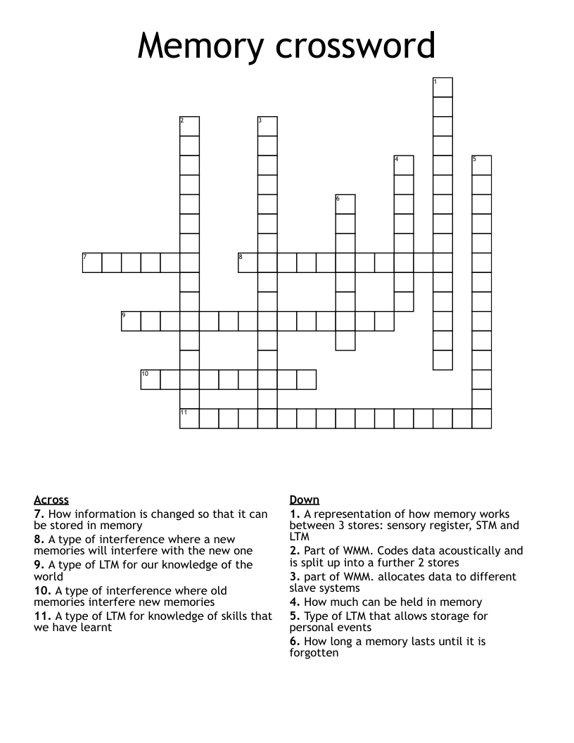 Memory crossword WordMint