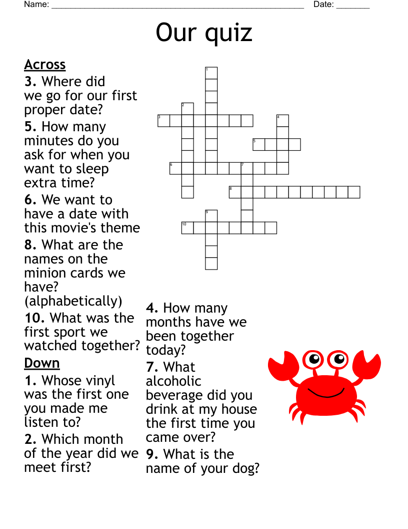Our quiz Crossword WordMint