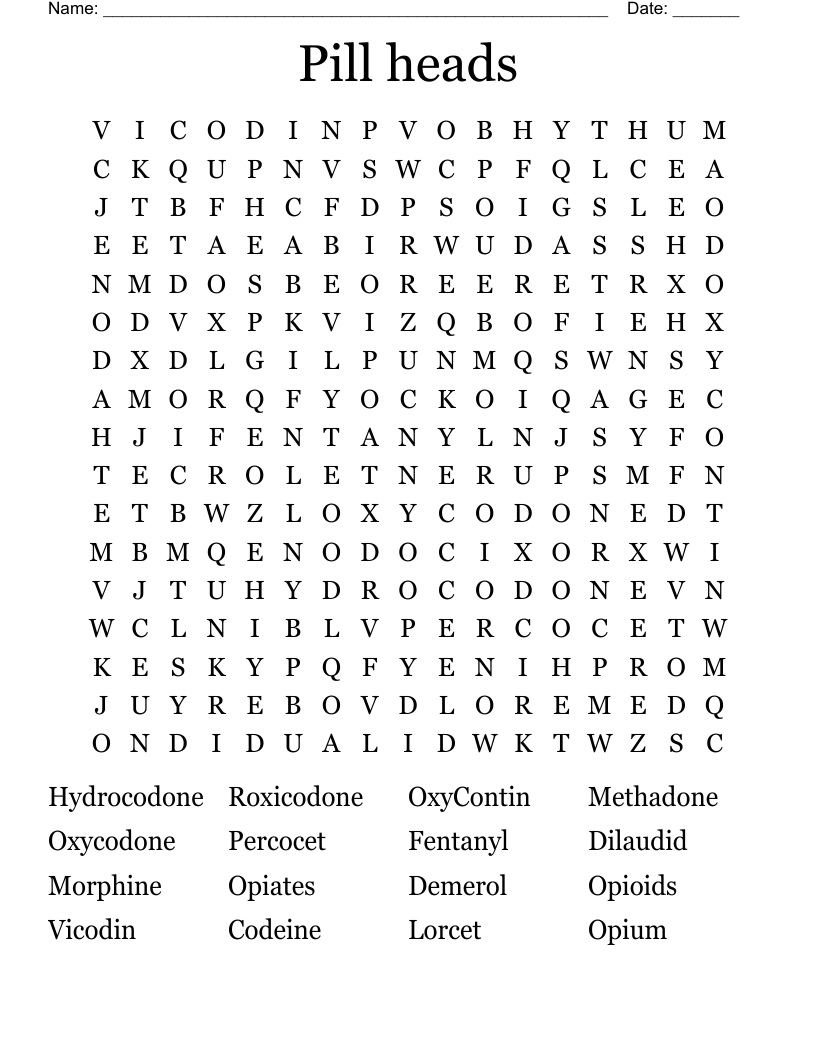 Pill heads Word Search WordMint