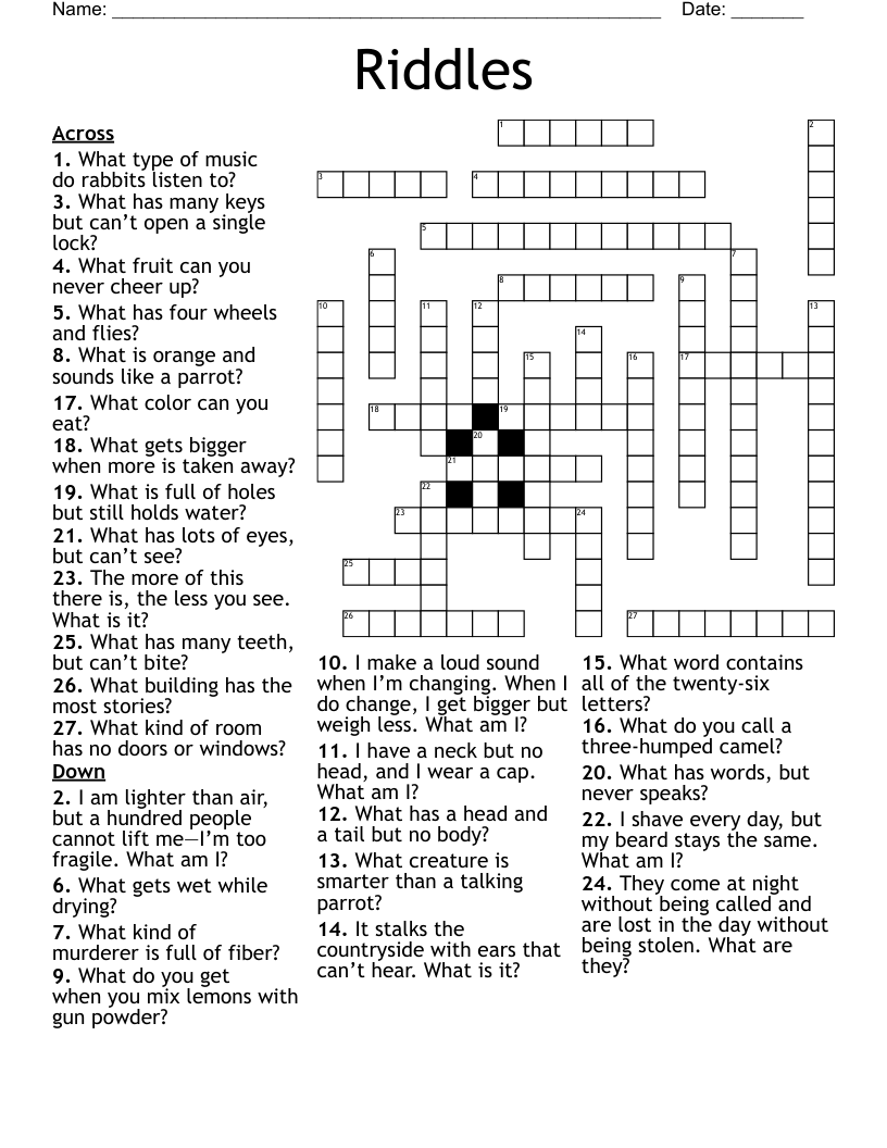 Riddles Crossword - WordMint