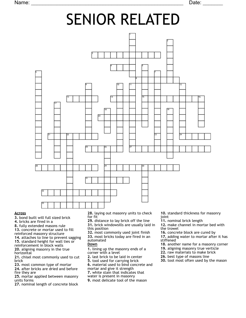 SENIOR RELATED Crossword WordMint