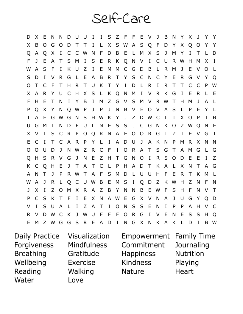 SelfCare Word Search WordMint