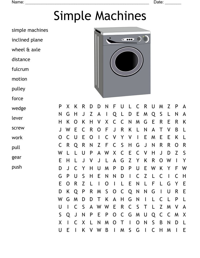 SIMPLE MACHINES Word Search WordMint