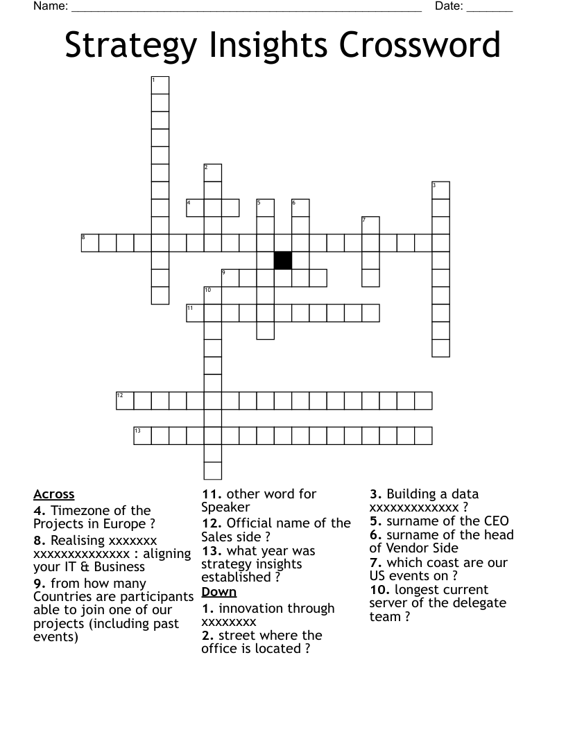 Strategy Insights Crossword WordMint