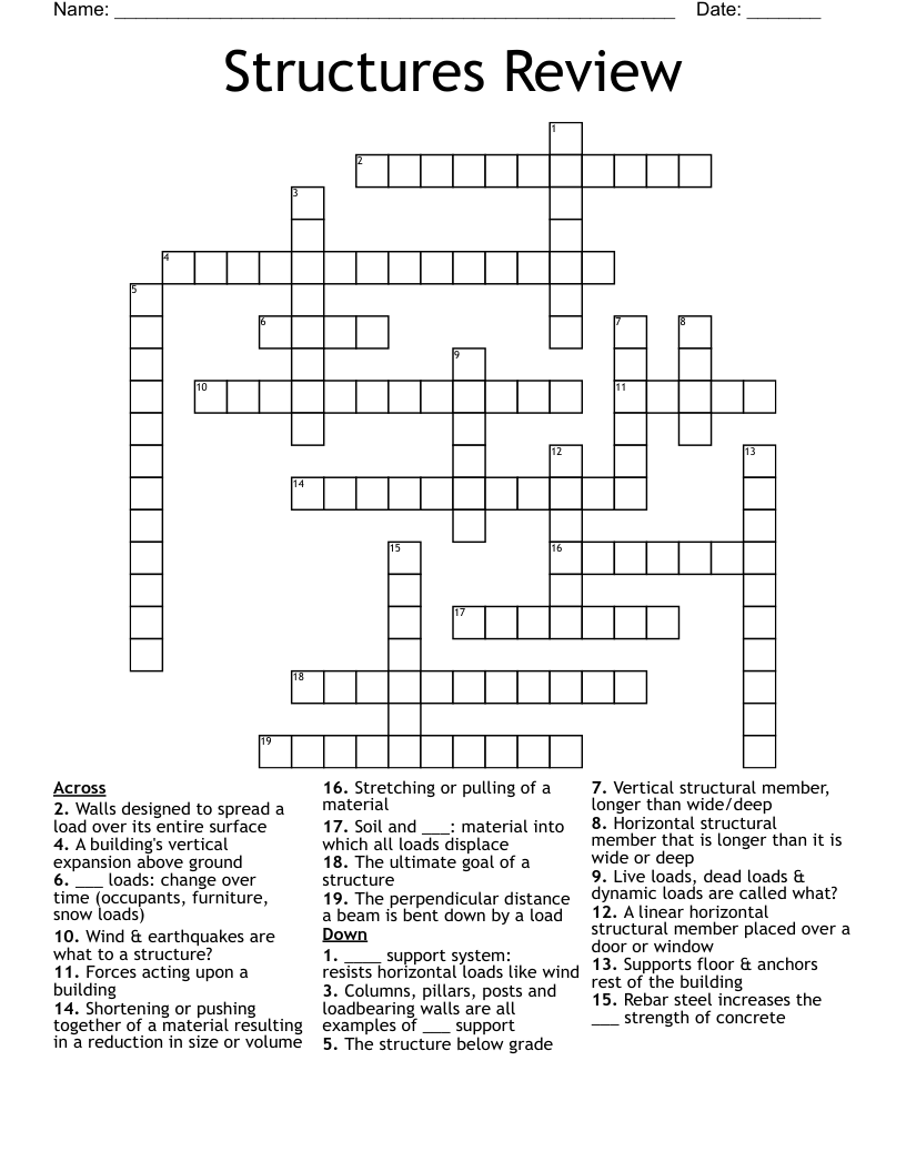 Structures Review Crossword WordMint