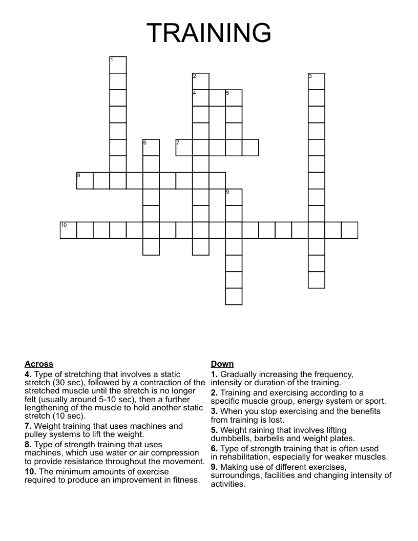 TRAINING Crossword WordMint