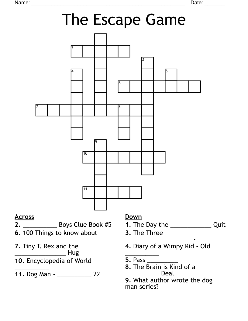 The Escape Game Crossword WordMint
