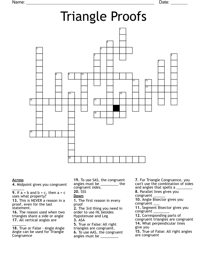 Triangle Proofs Crossword WordMint