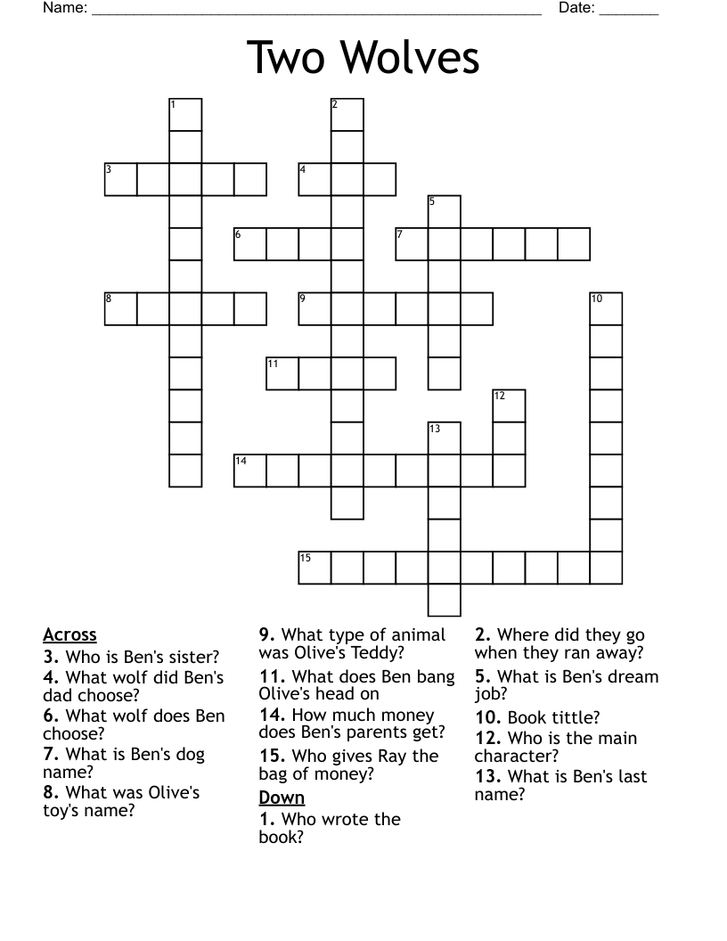 Two Wolves Crossword WordMint