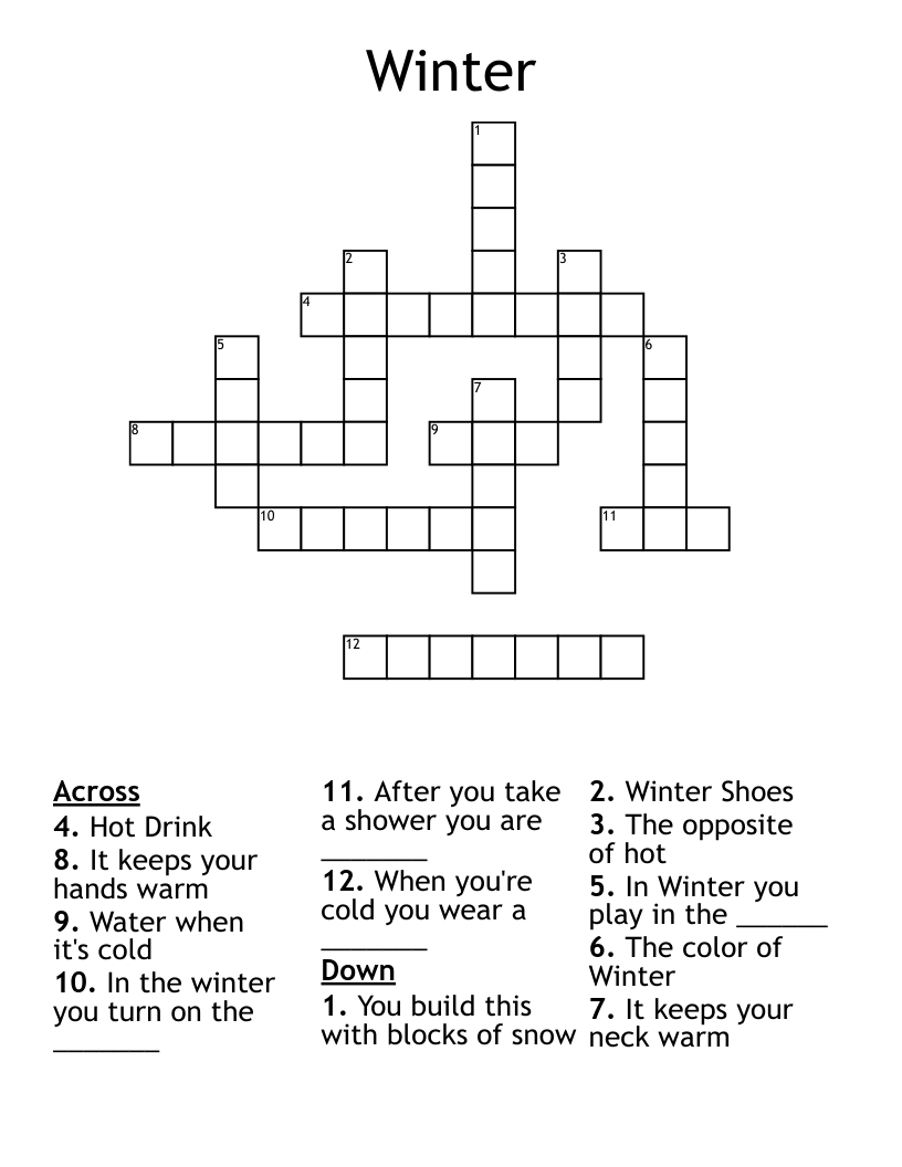 Winter Crossword WordMint