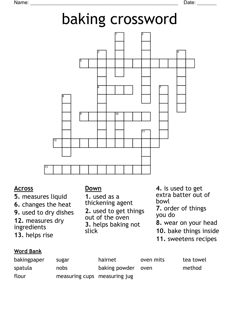 baking crossword WordMint