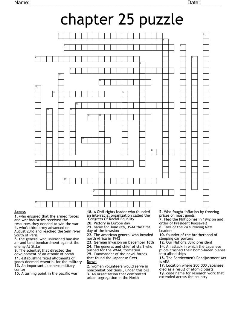 chapter 25 puzzle Crossword WordMint