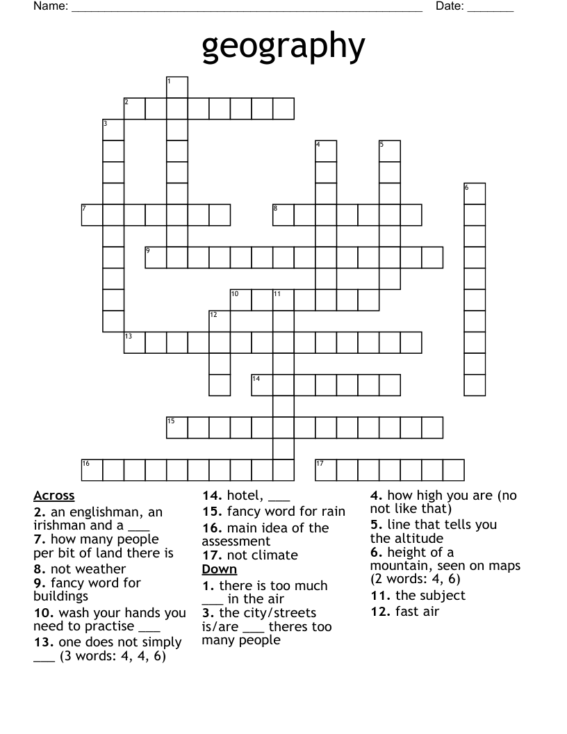 geography Crossword WordMint