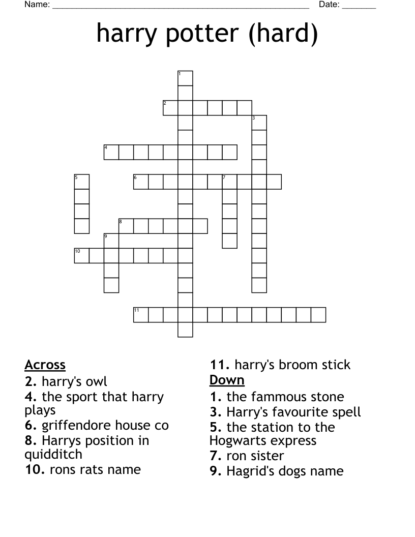 printable crossword puzzles harry potter printable crossword puzzles harry potter crossword by