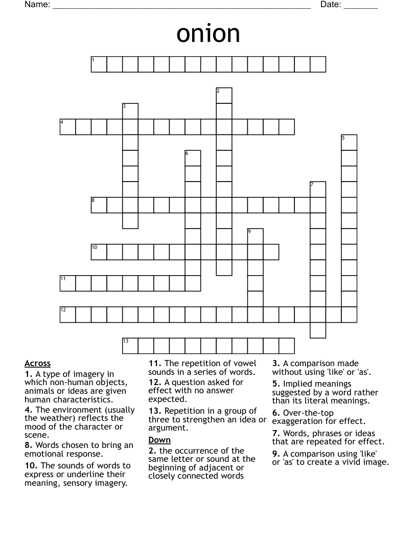 onion Crossword WordMint