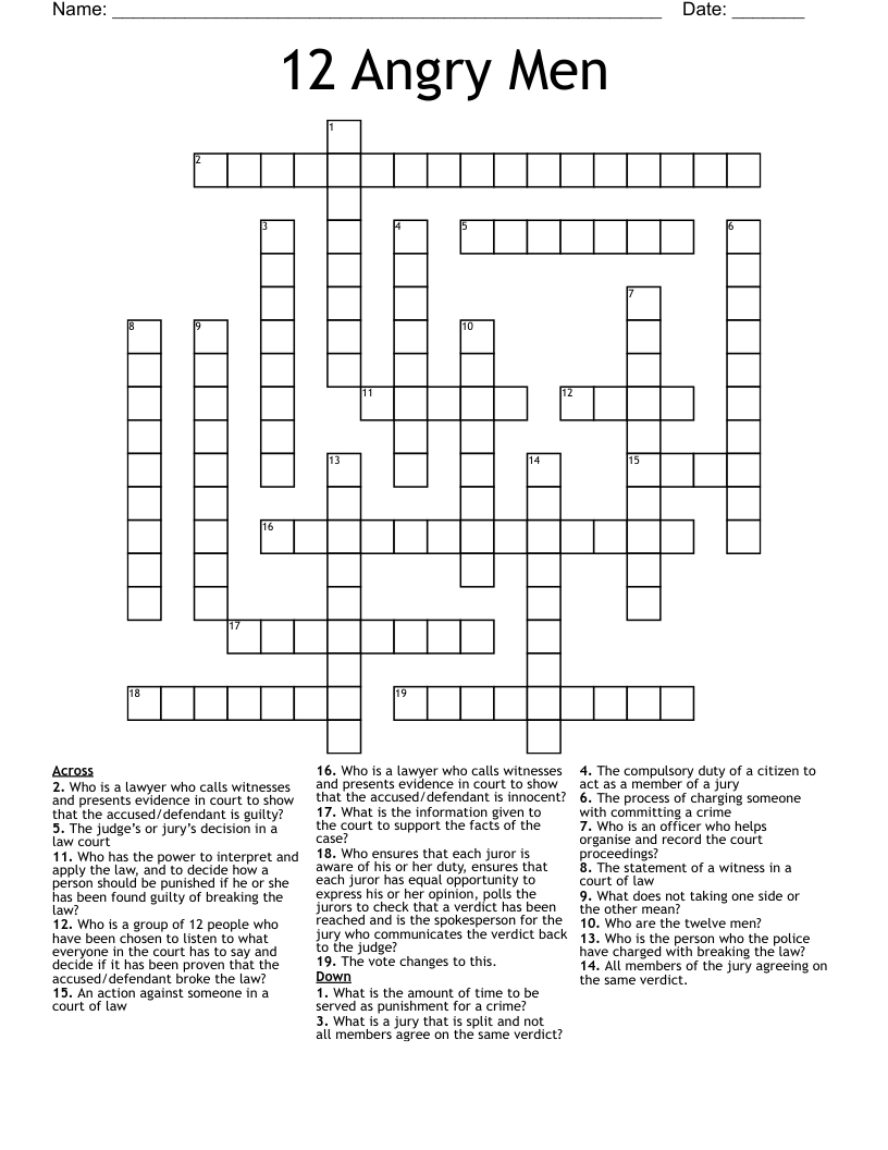 12 angry men Word Search WordMint