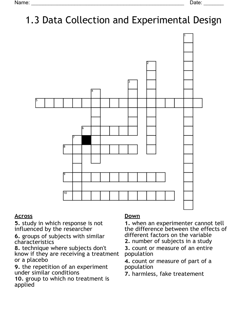 1.3 Data Collection and Experimental Design Crossword WordMint