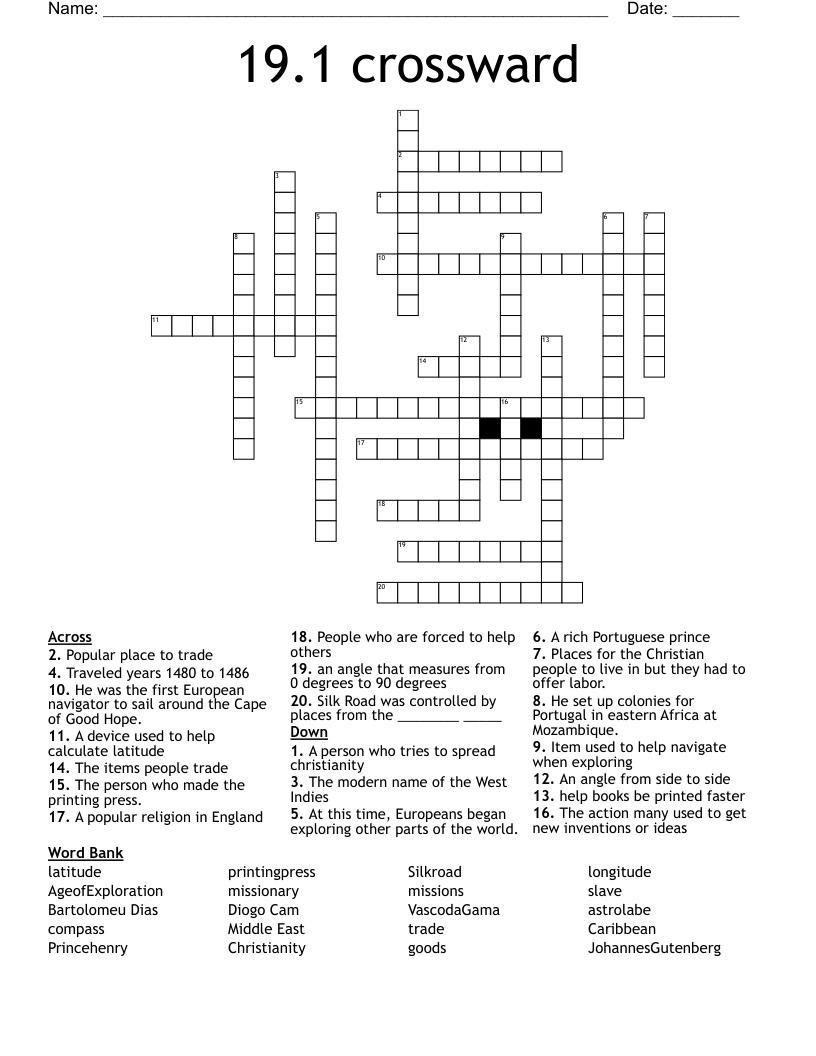 19.1 crossward Crossword WordMint