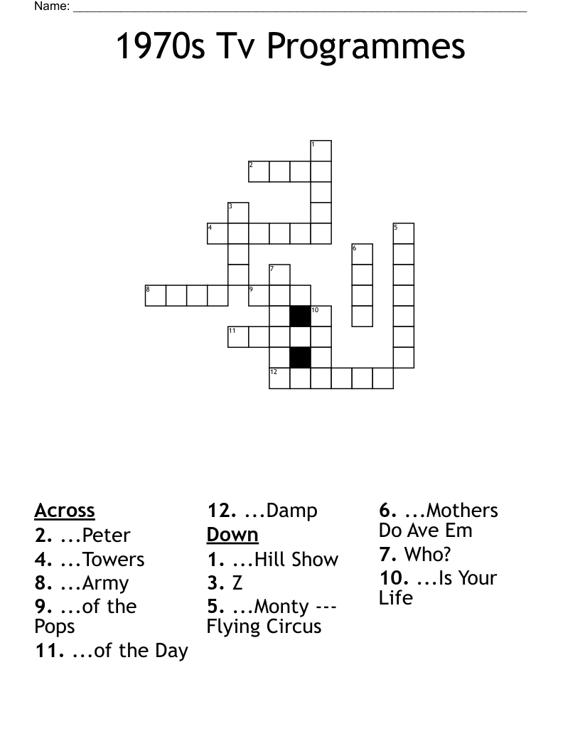 1970s Tv Programmes Crossword WordMint