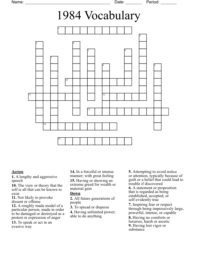1984 Word Search Crossword WordMint