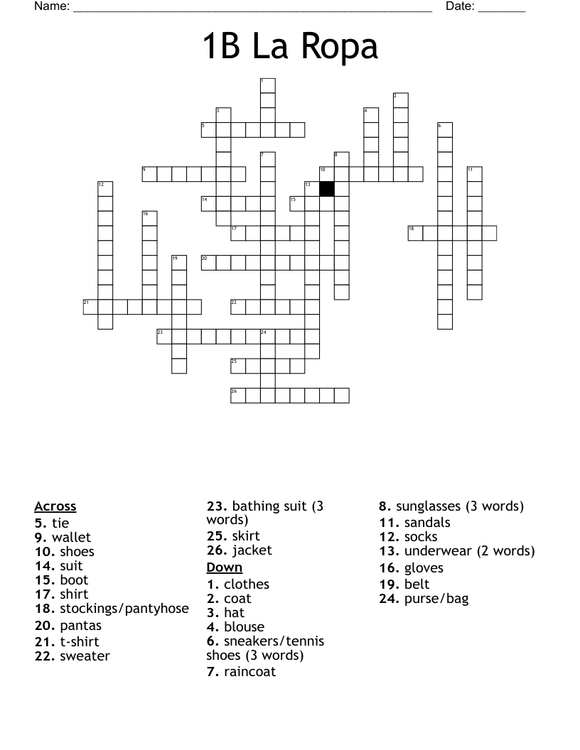 1B La Ropa Crossword WordMint