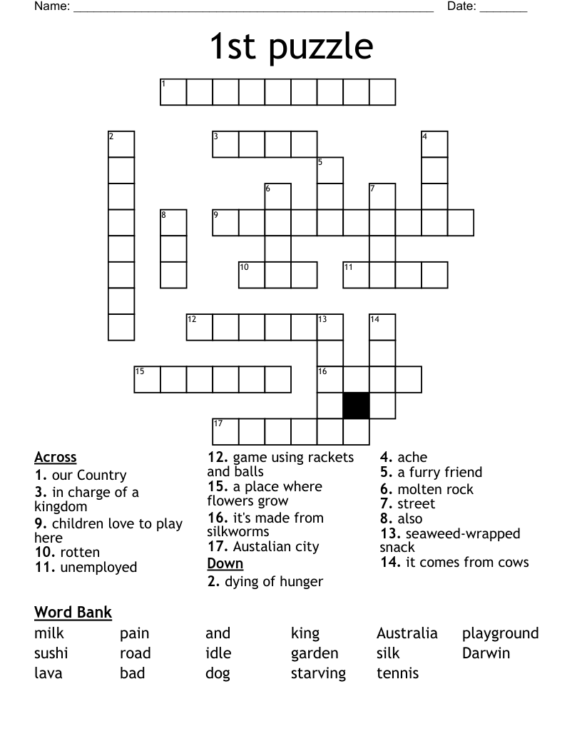 1st puzzle Crossword WordMint