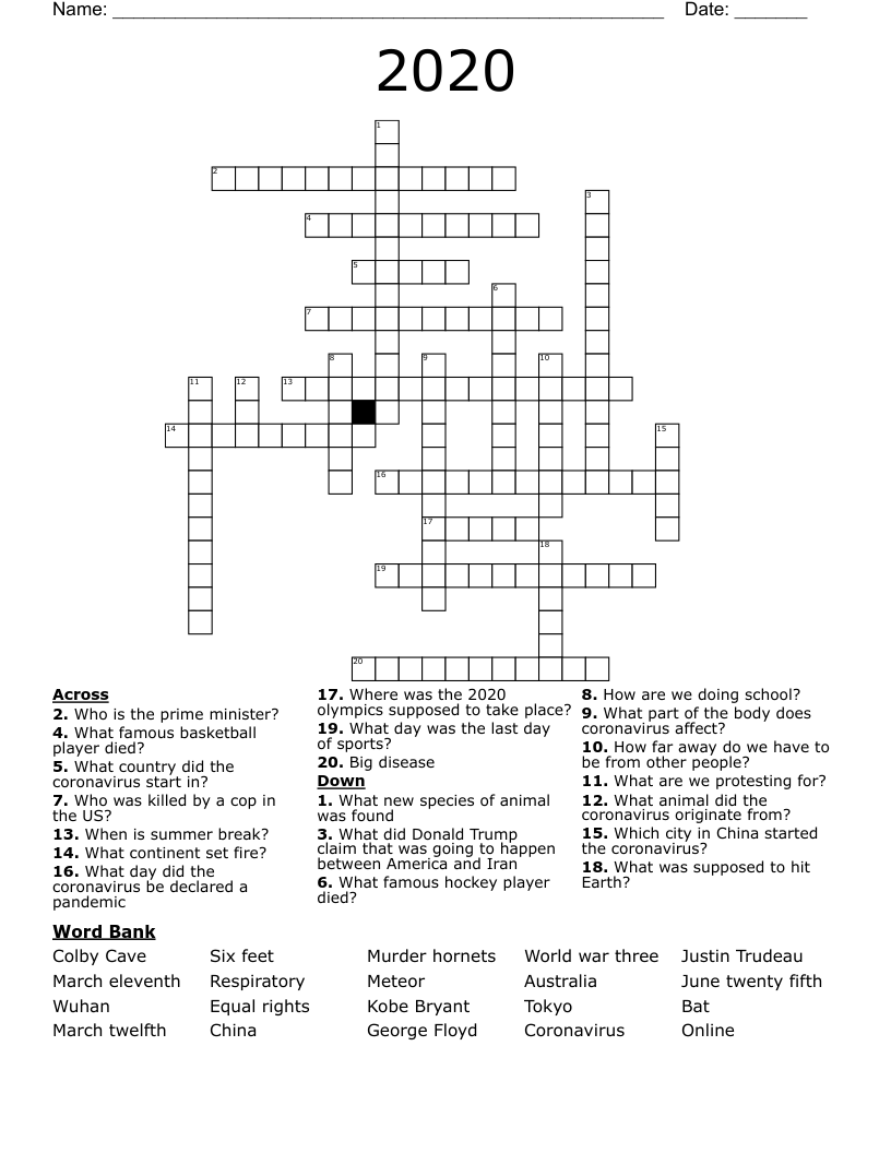 2020 Crossword WordMint