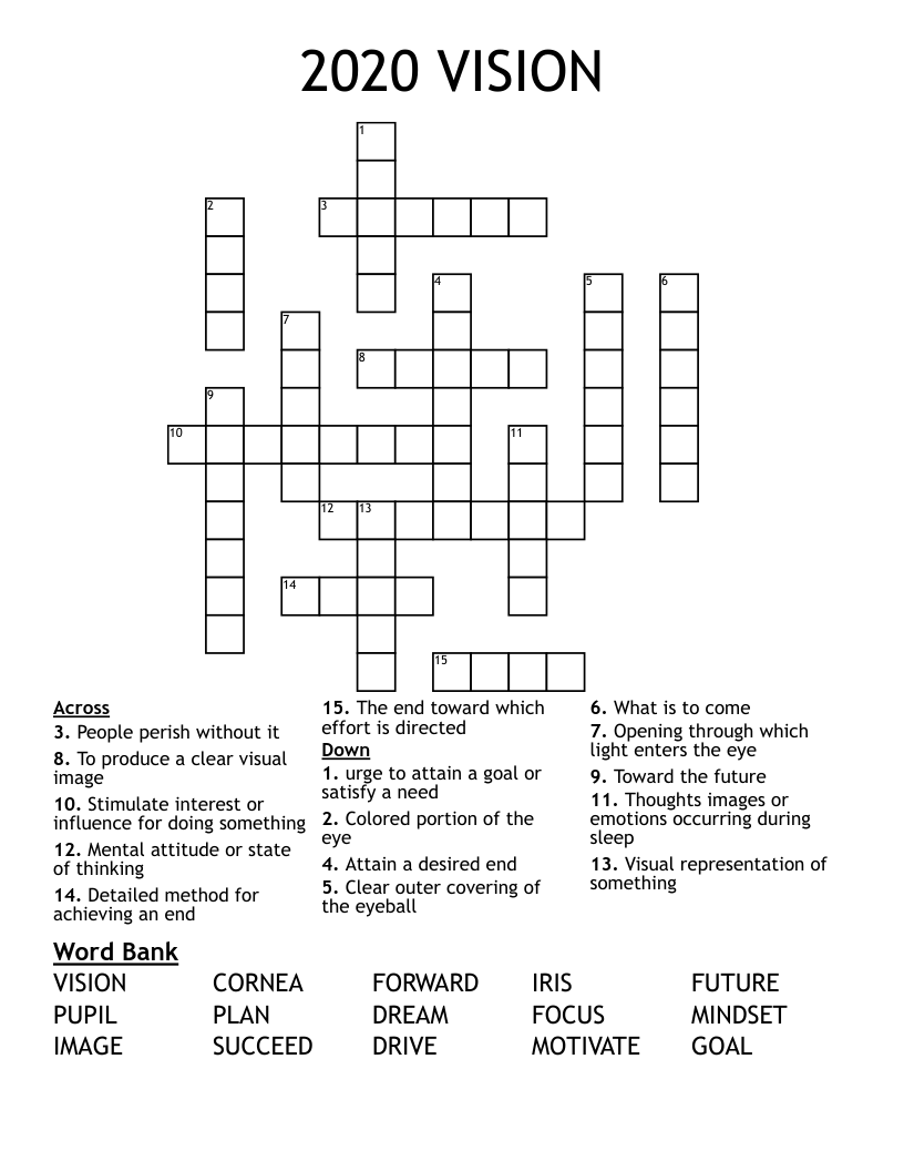 2020 VISION Crossword WordMint
