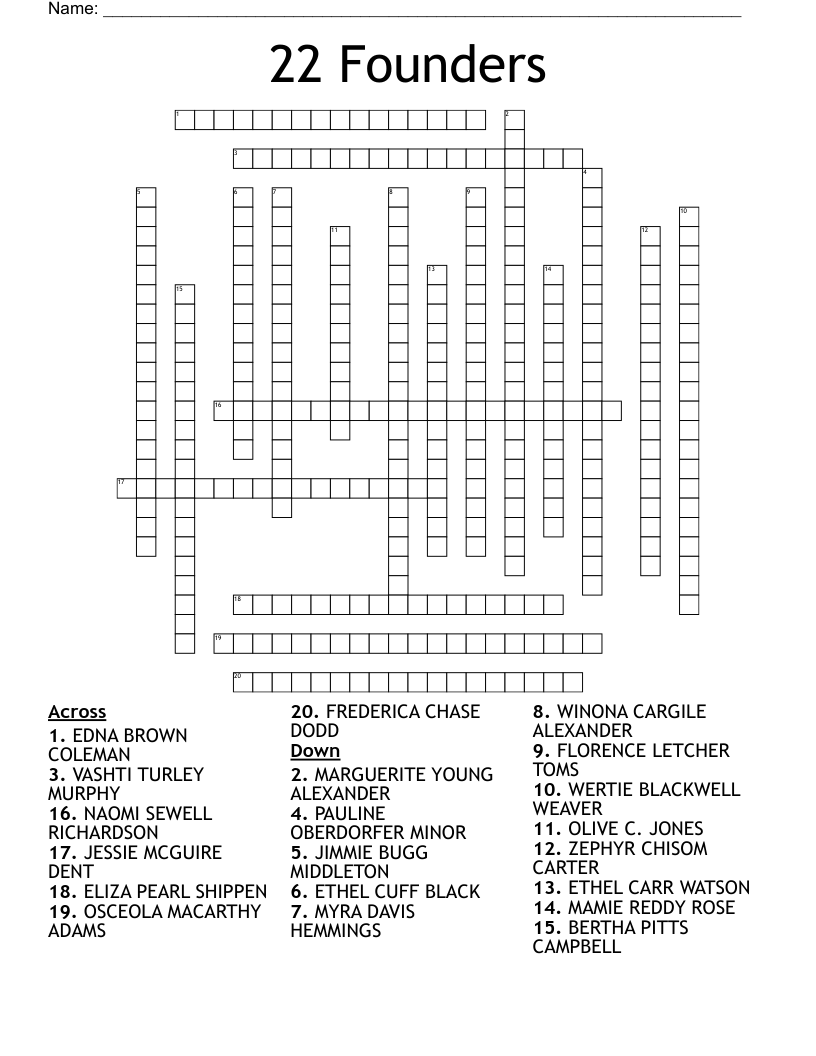 22 Founders Crossword WordMint