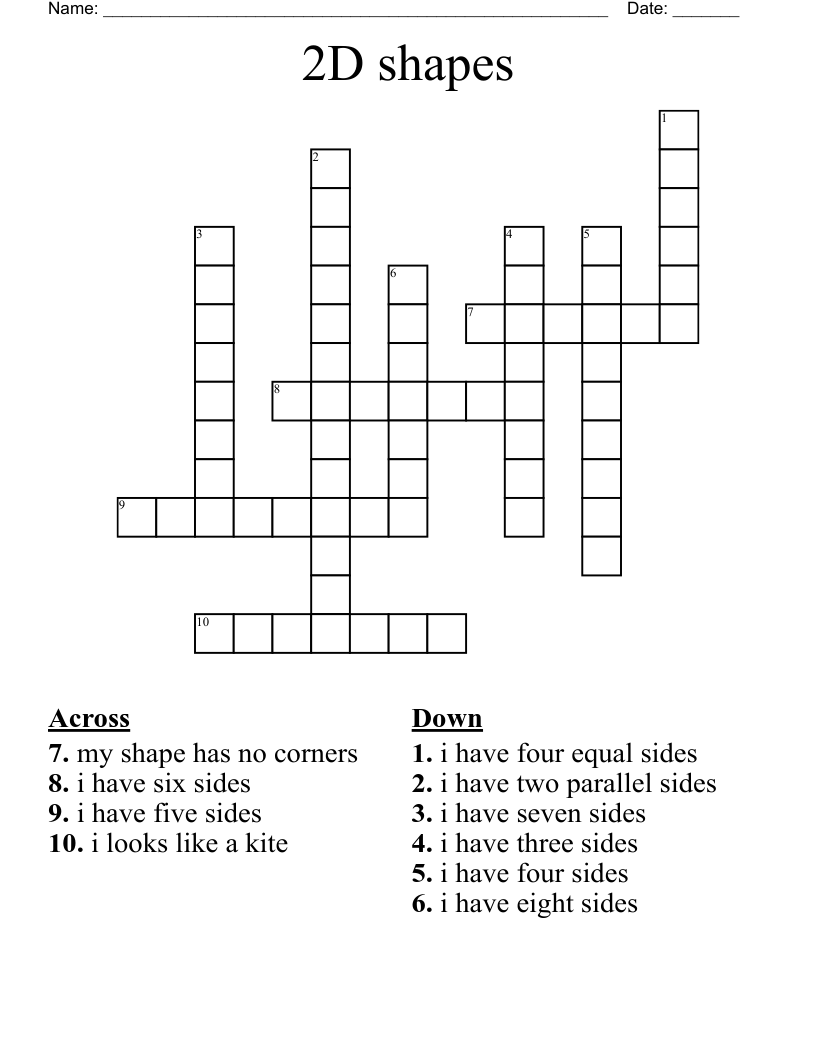 2D shapes Crossword - WordMint