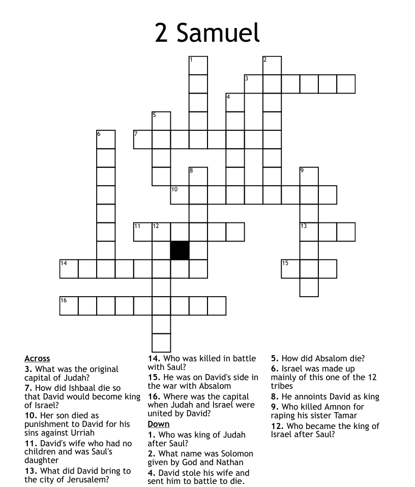2 Samuel Crossword WordMint