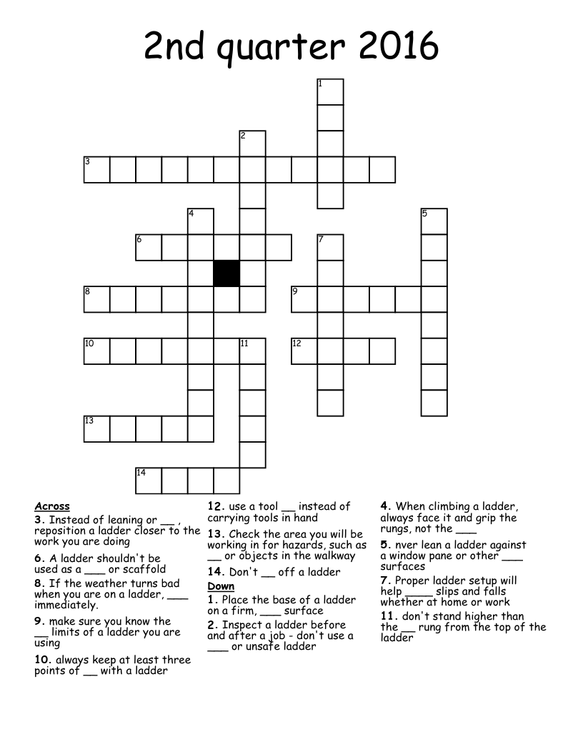 Ladder Safety Crossword WordMint