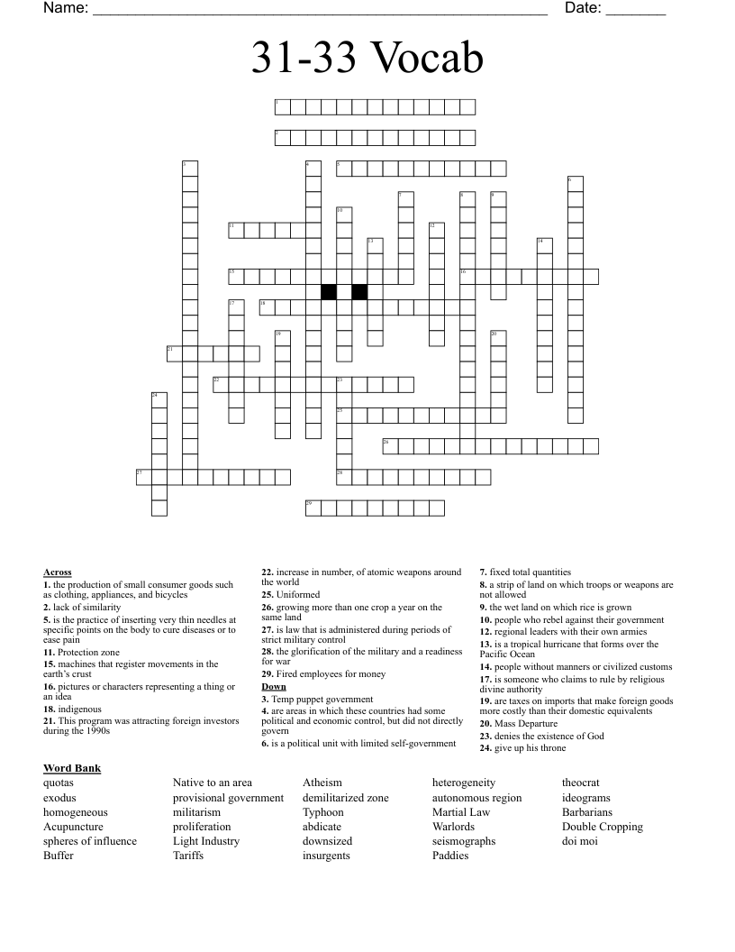 3133 Vocab Crossword WordMint