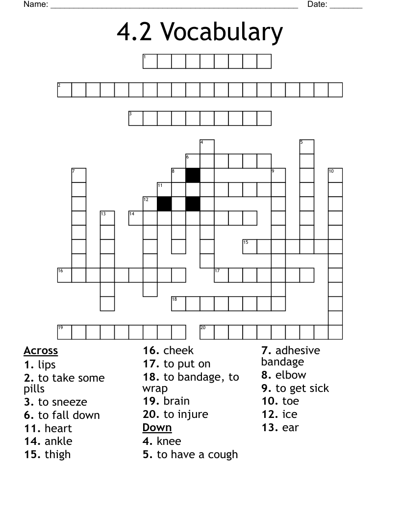 4.2 Vocabulary Crossword WordMint