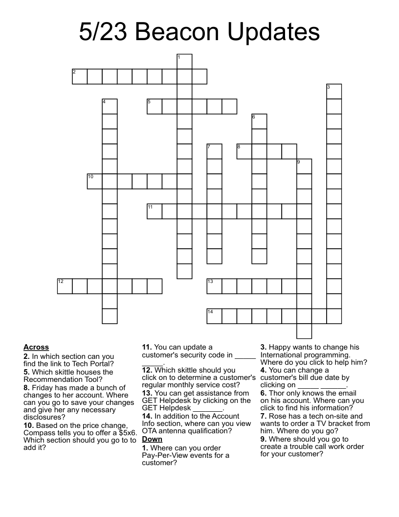 5/23 Beacon Updates Crossword WordMint