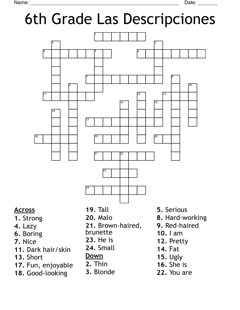 Spanish Adjectives Word Search WordMint