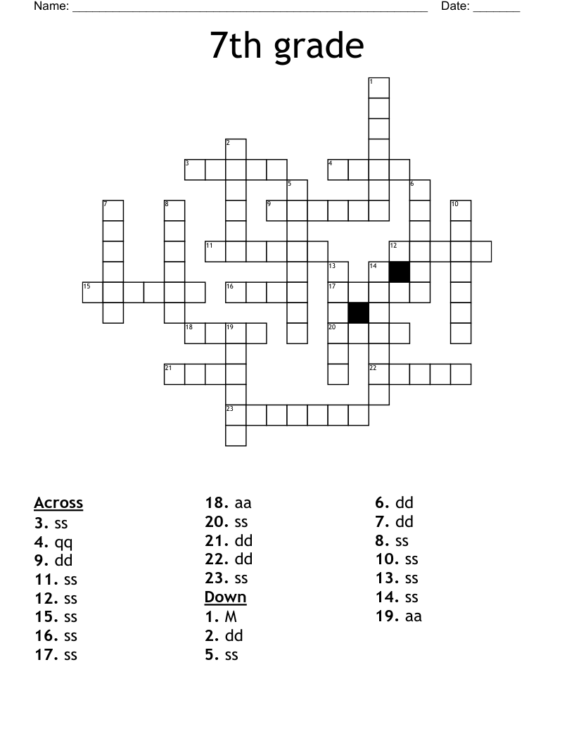 7th grade Crossword - WordMint