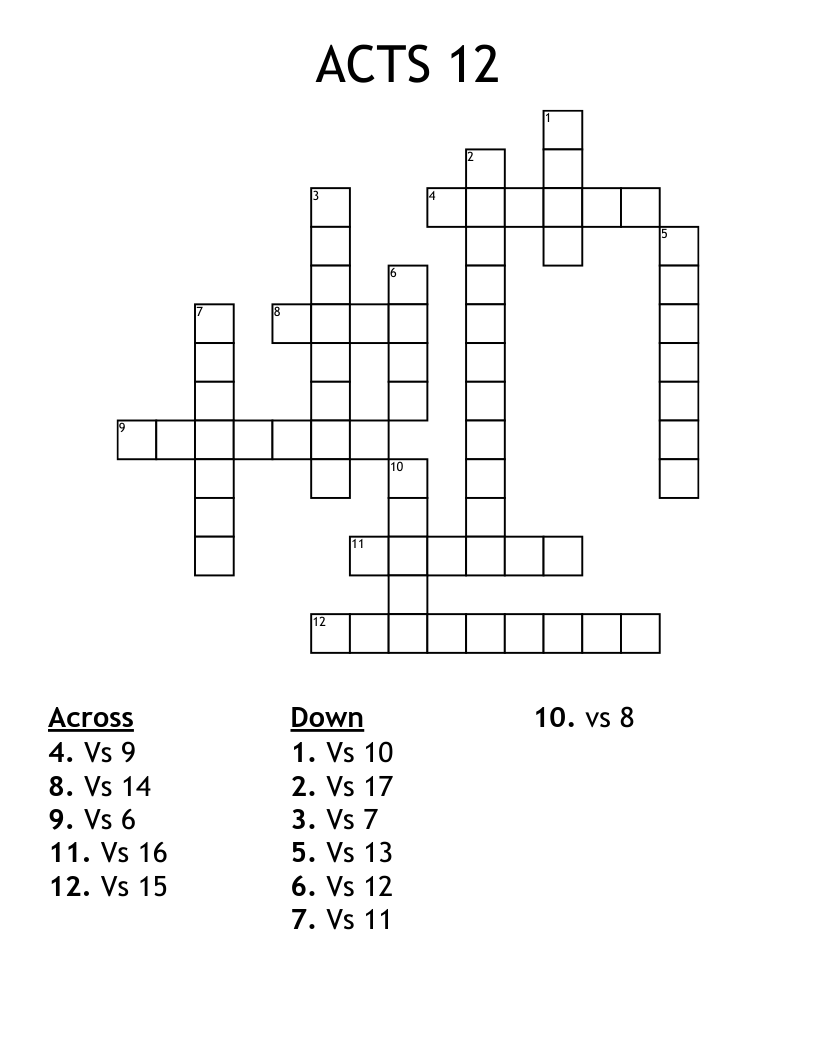 ACTS 12 Crossword WordMint