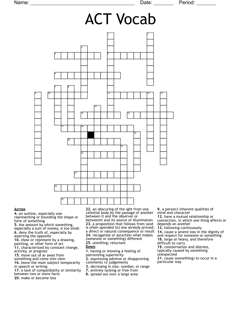 ACT Vocab Crossword WordMint