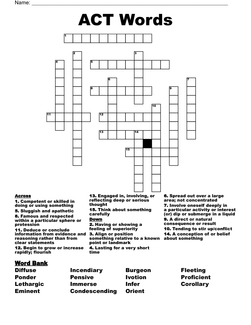ACT Words Crossword WordMint