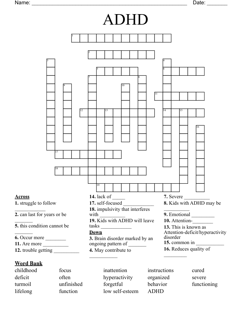 ADHD Crossword WordMint