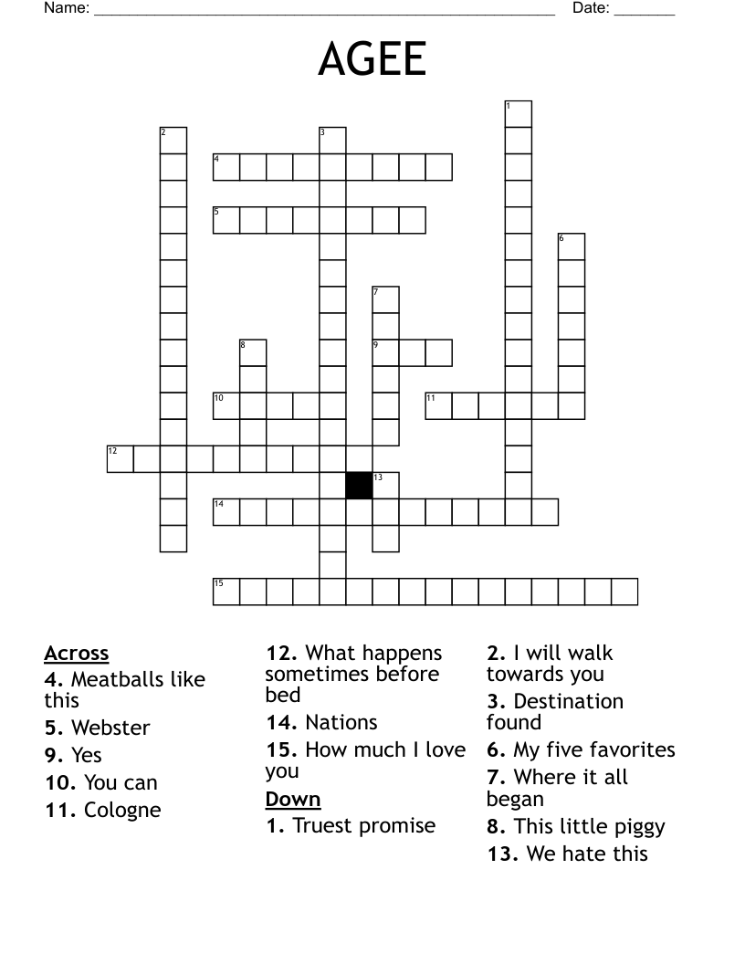 AGEE Crossword WordMint
