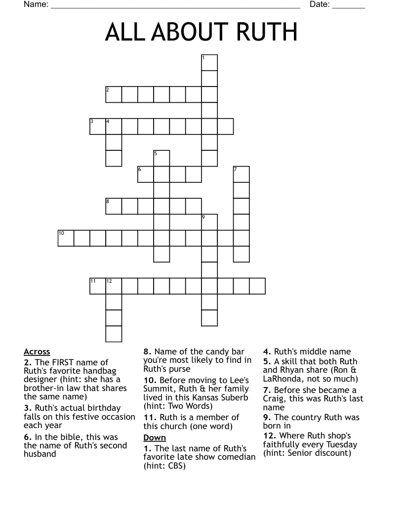 ALL ABOUT RUTH Crossword WordMint