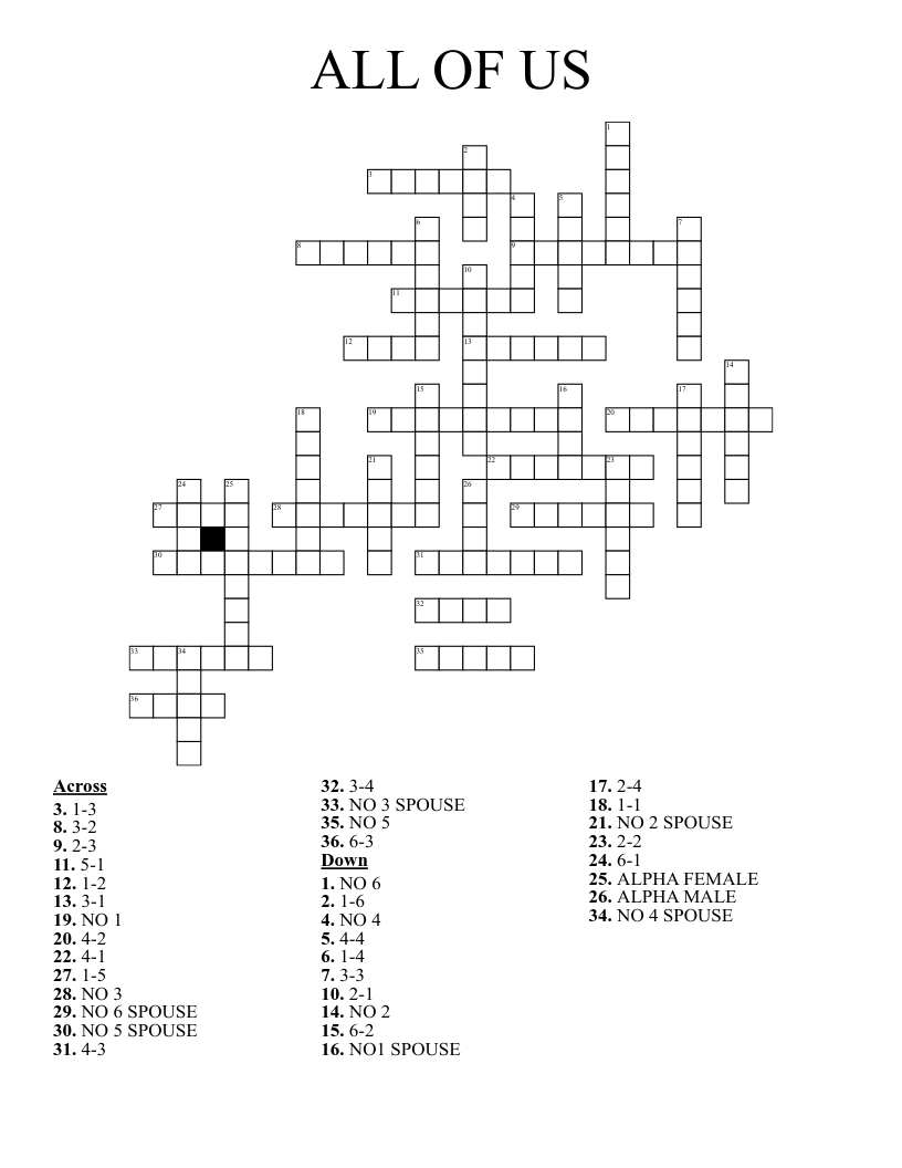 ALL OF US Crossword WordMint