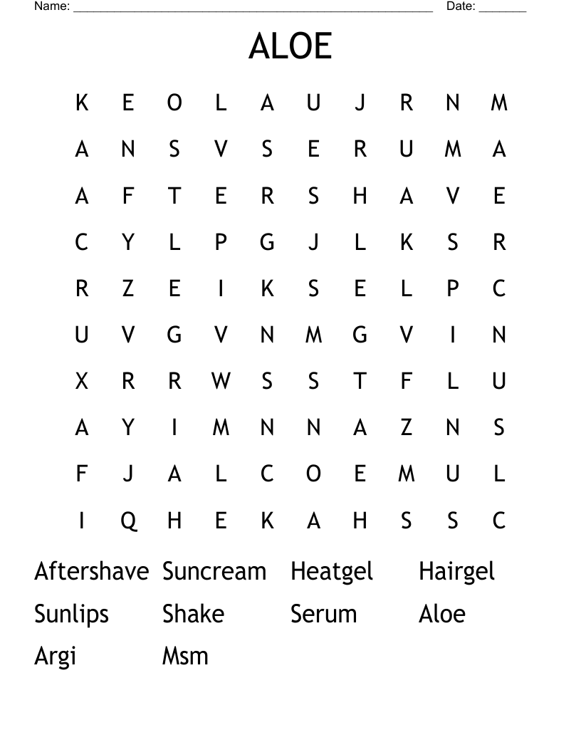 ALOE Word Search WordMint