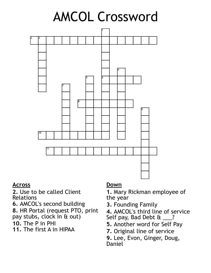 AMCOL Crossword WordMint