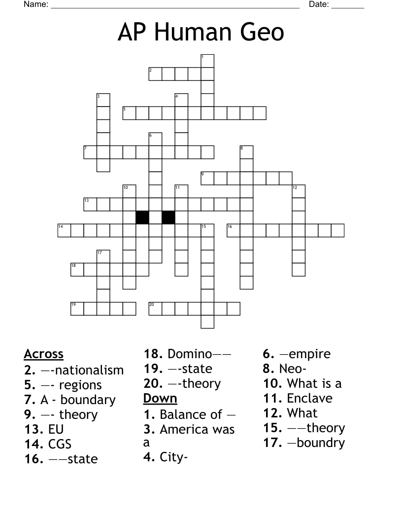 AP Human Geo Crossword WordMint