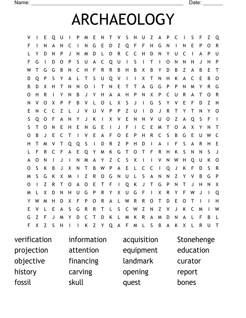 ARCHAEOLOGY Word Search WordMint