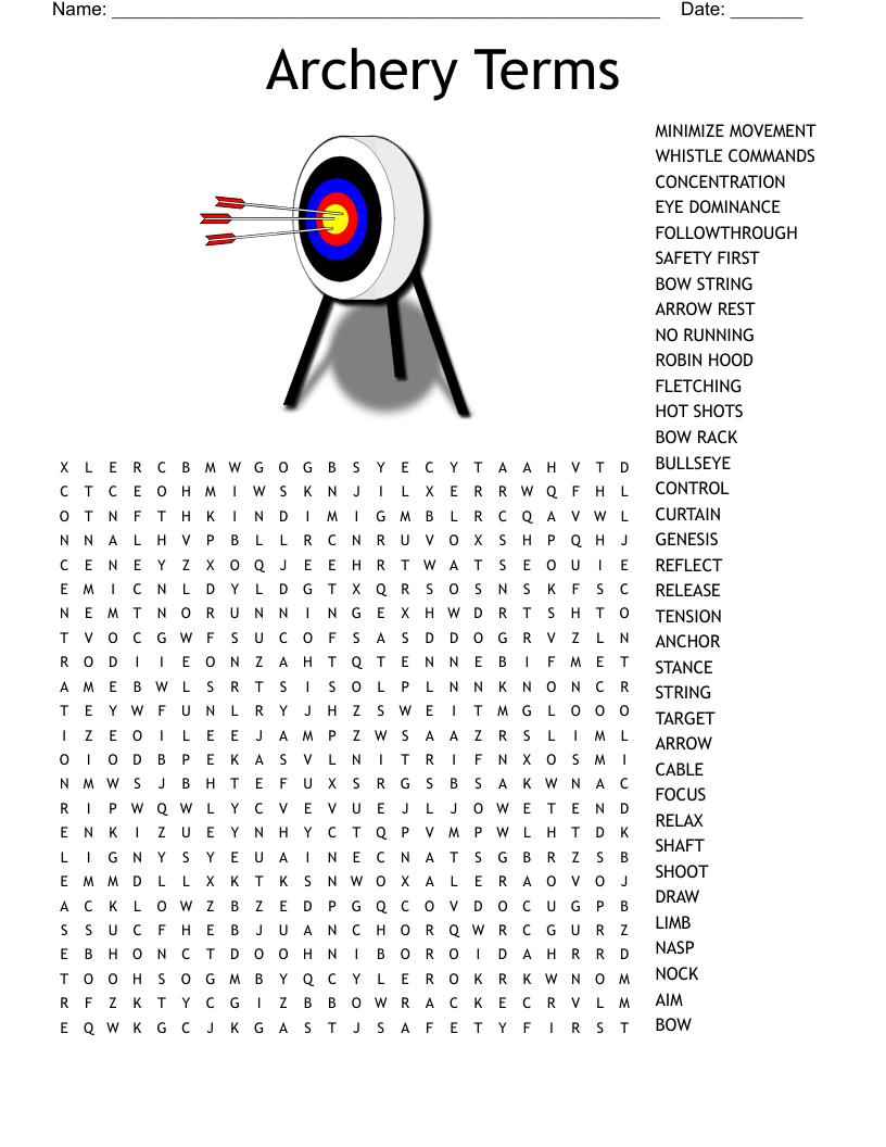 Archery Terms Word Search WordMint