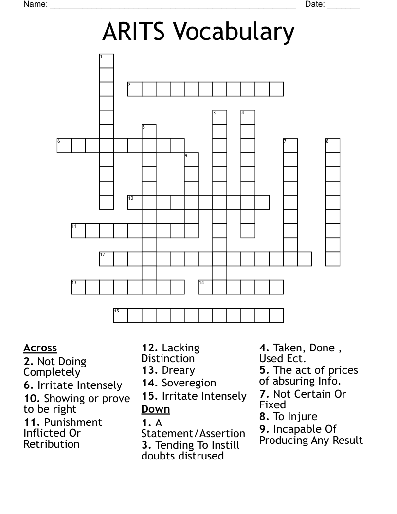 ARITS Vocabulary Crossword WordMint